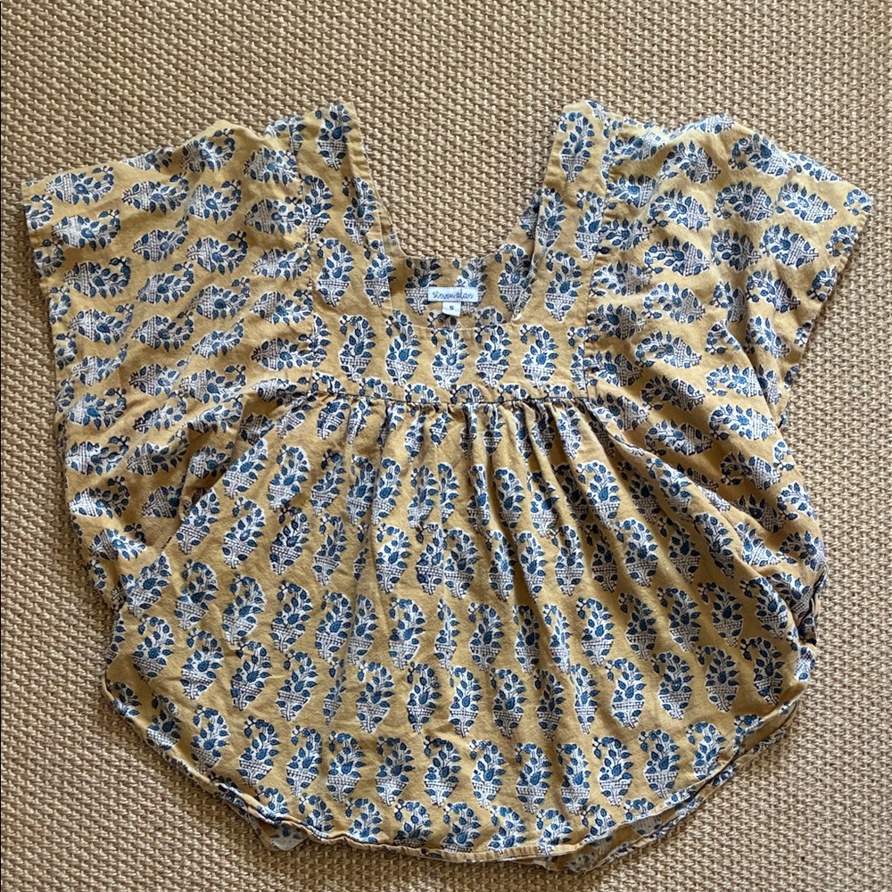 Steven Alan Mustard and Blue Patterned Top
